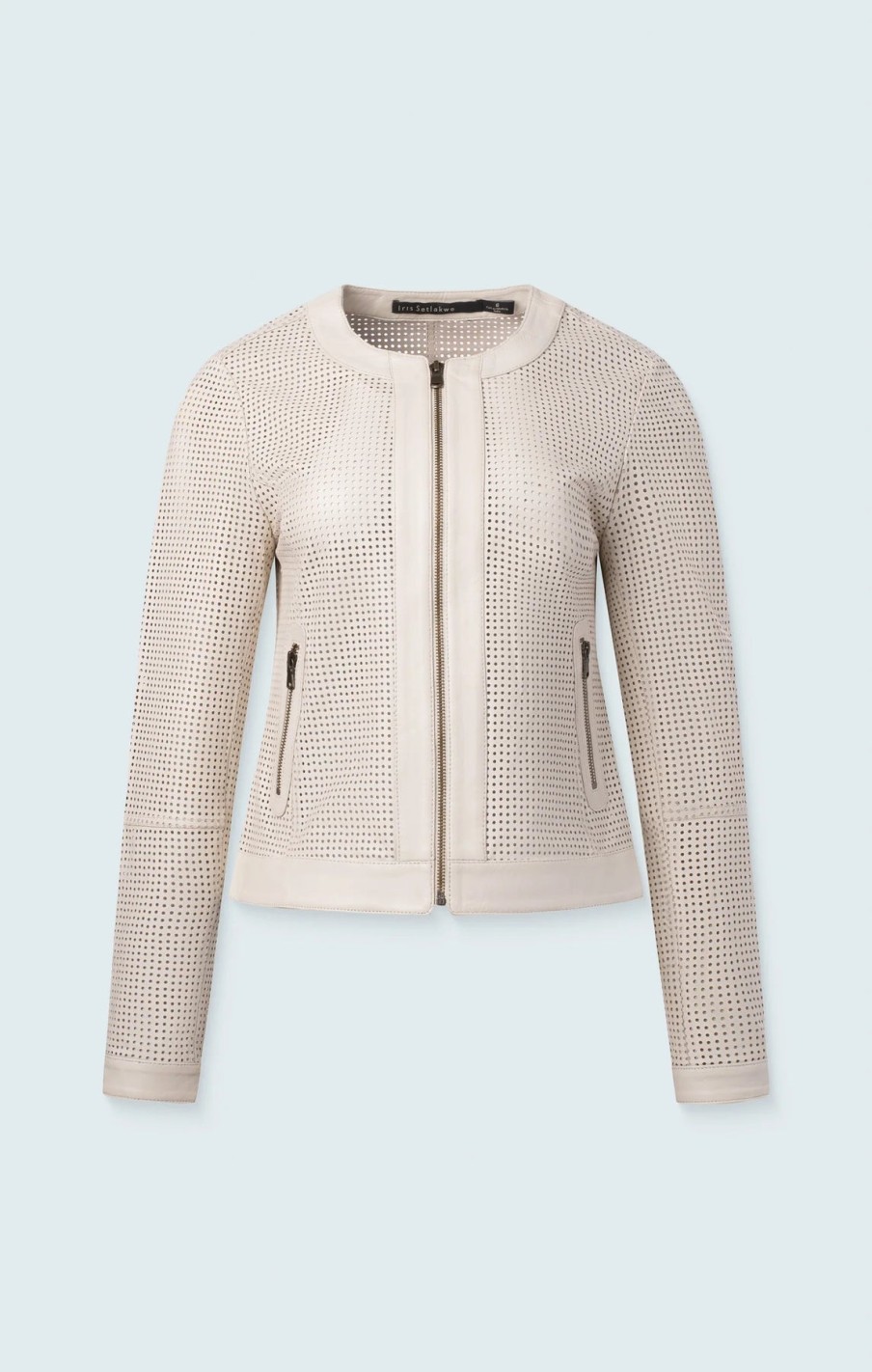 Iris Setlakwe Jackets | Perforated Leather Moto Jacket In Bone