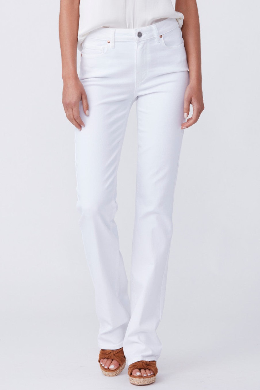 Paige Pants | Manhattan High Rise Slim Boot 32" In Crisp White