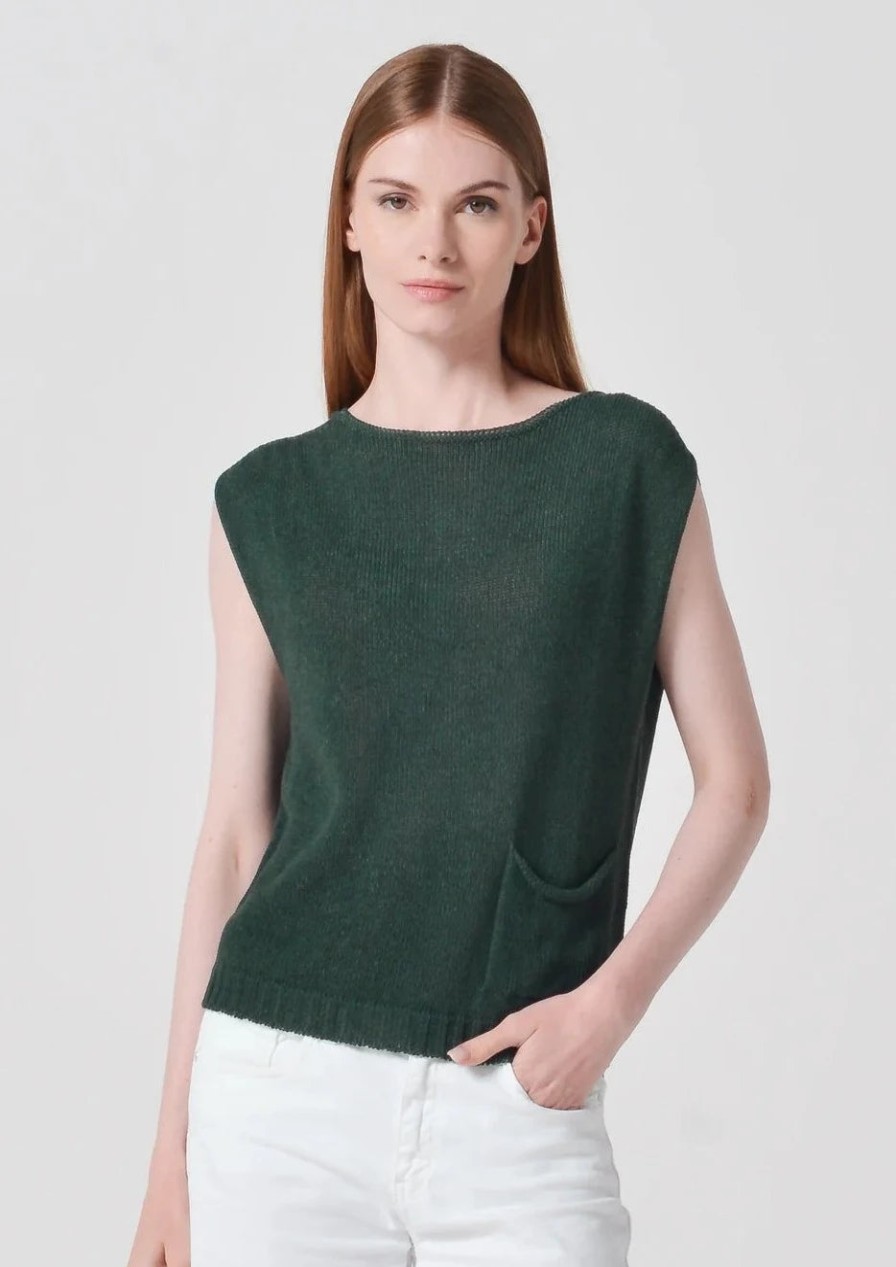 Ploumanac'h Tops | Borgio Vest In Hunter Green