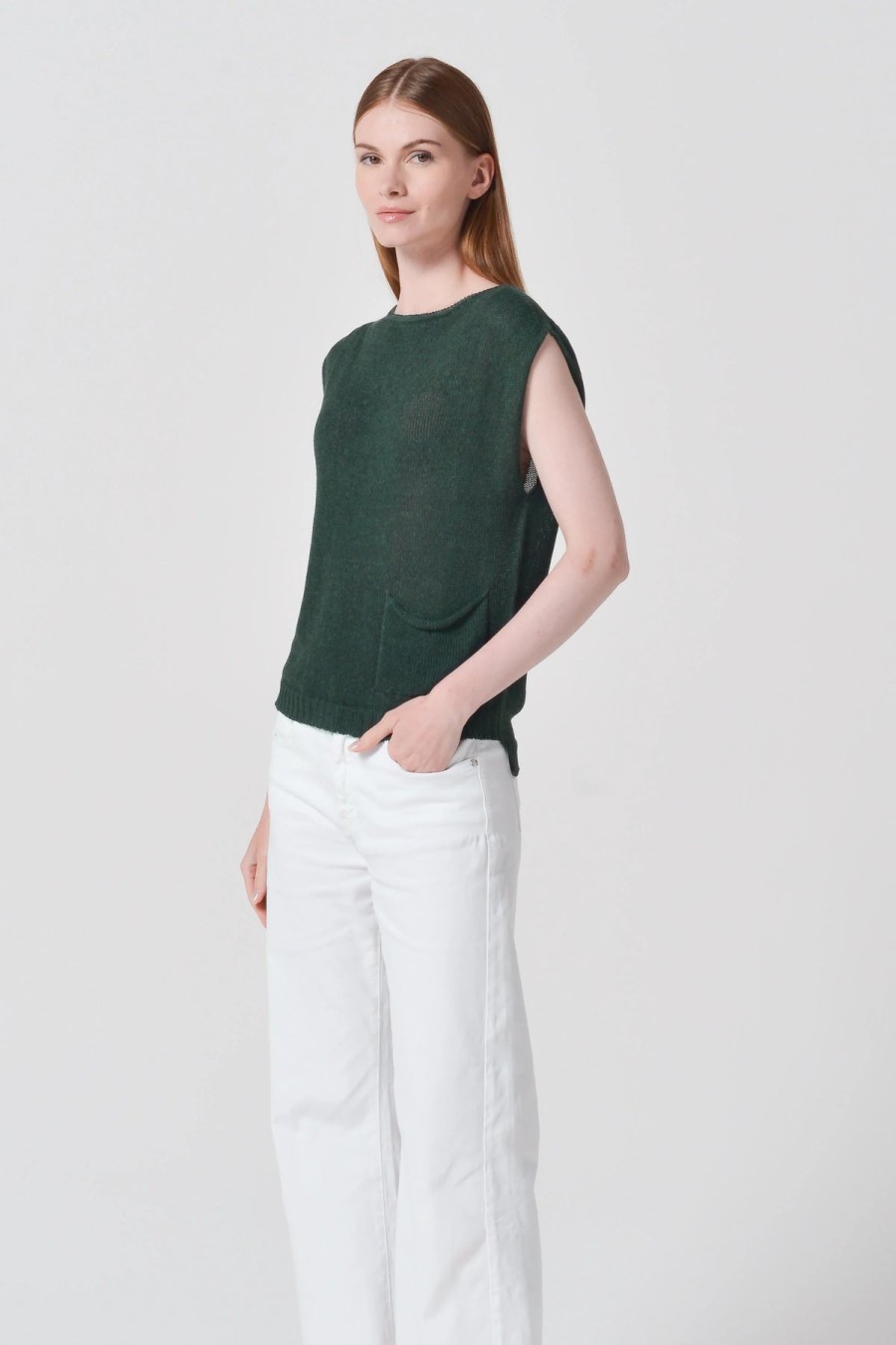 Ploumanac'h Tops | Borgio Vest In Hunter Green