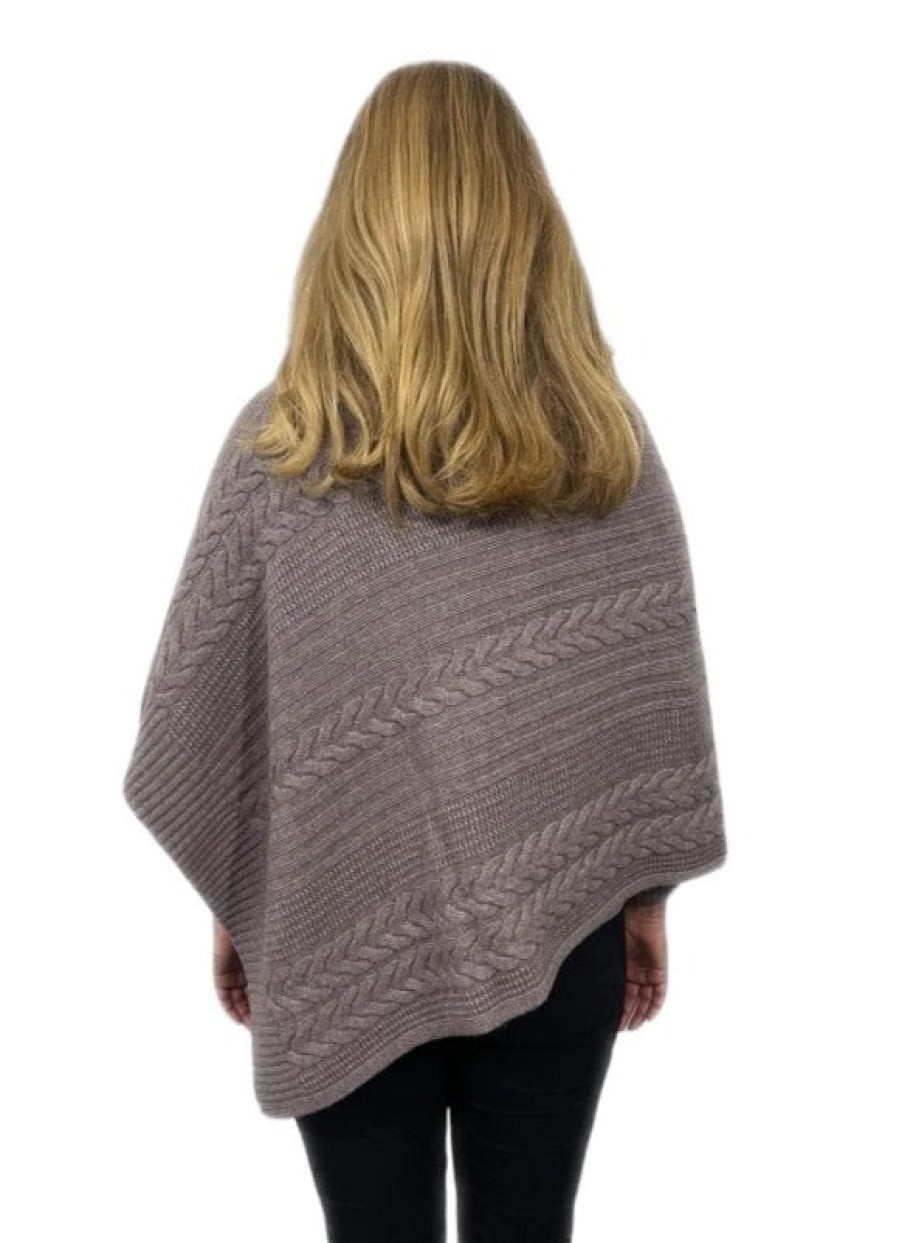 Kinross Cashmere Tops | Luxe Cable Poncho - Seal