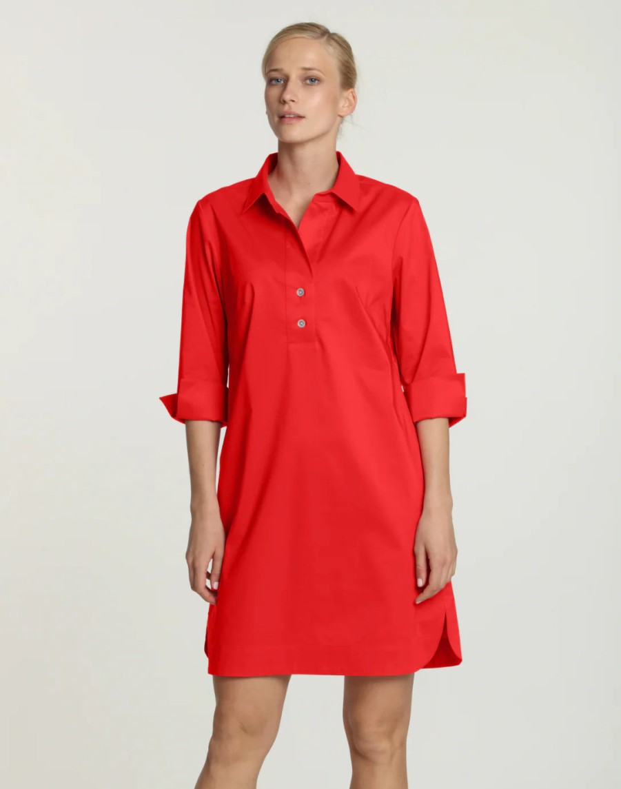 Hinson Wu Dresses | 3/4 Sleeve Aileen Dress - Coral