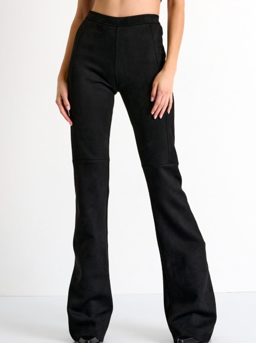 Shan Pants | Vegan Suede Flare Pant In Caviar