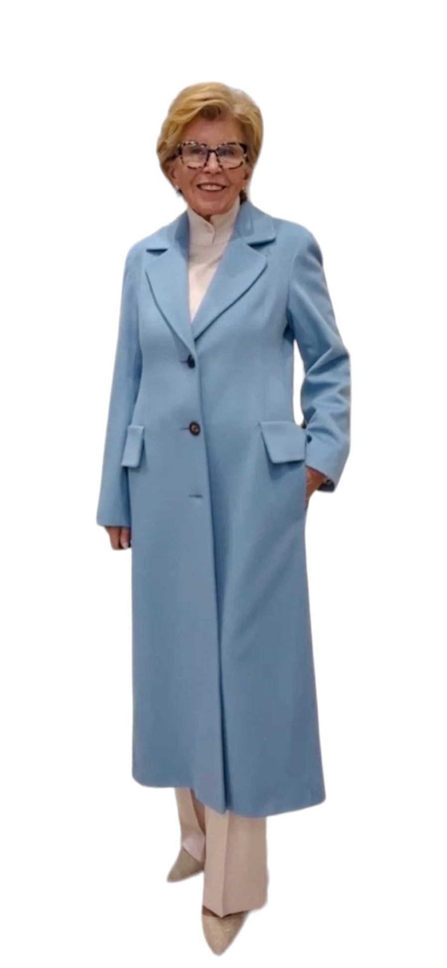 Fleurette Jackets | Long Notch Collar Coat - Marine