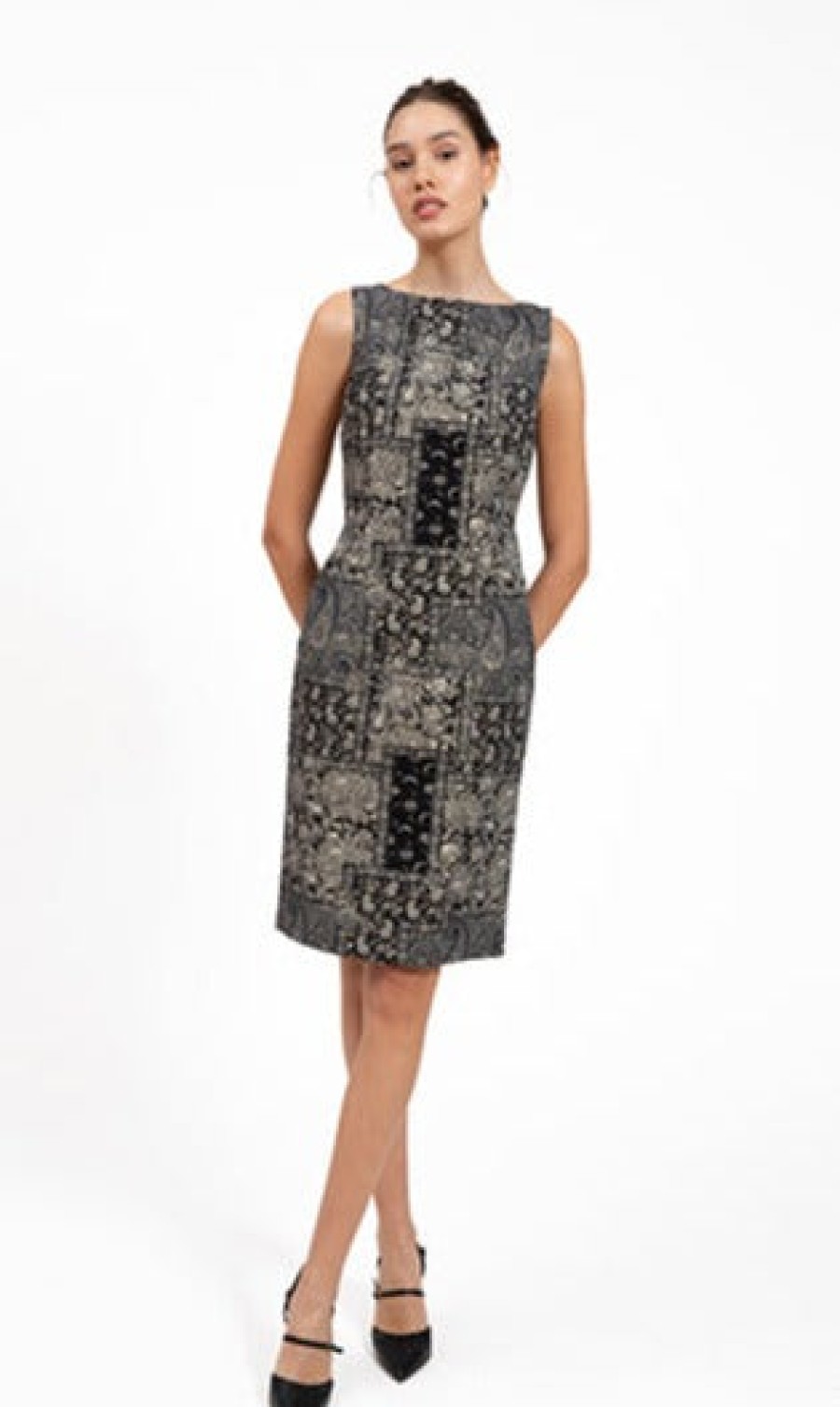 Bigio Dresses | Printed Sheath Dress In Patchwork