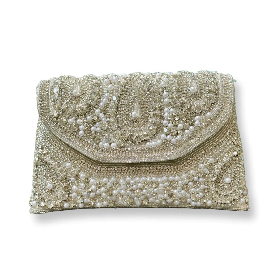 David Jeffery Accessories | Clear Clutch With Stones