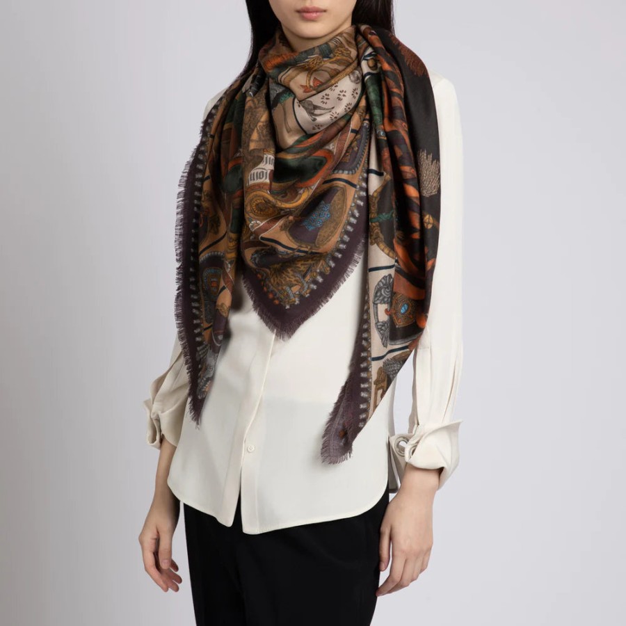 Sabina Savage Accessories | The Wind Horse Wool Silk Shawl 135 - Coal/Cloud