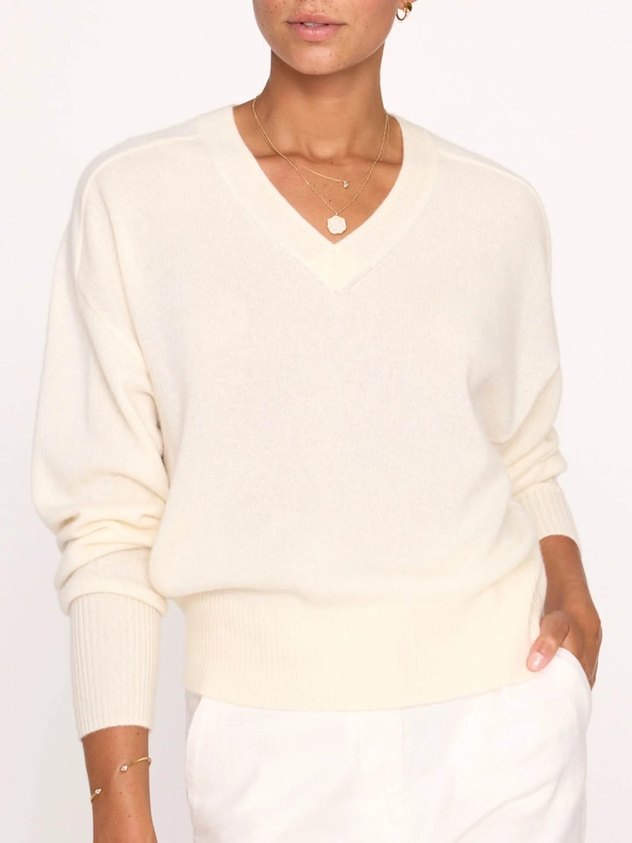 Brochu Walker Tops | Leia Vee Sweater In Almond