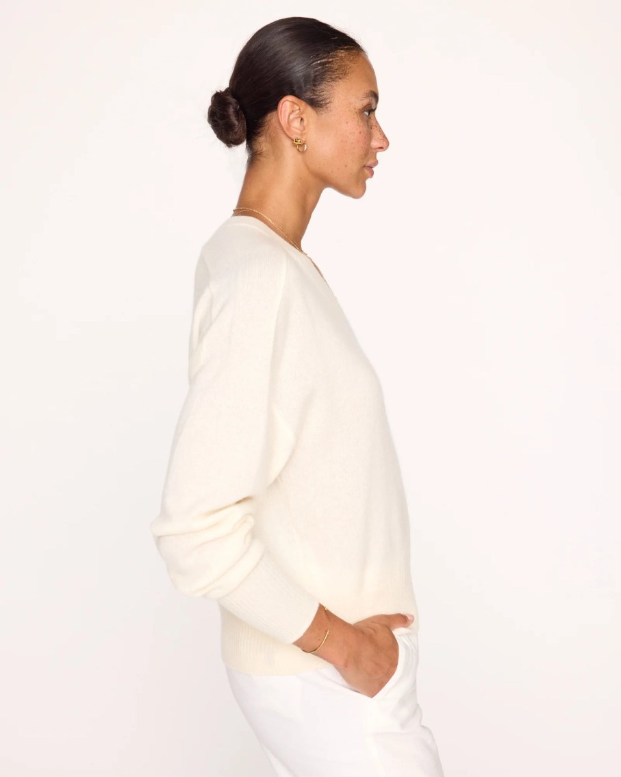 Brochu Walker Tops | Leia Vee Sweater In Almond