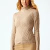 Ecru Tops | Traveling Rib Mock Neck - Camel Heather