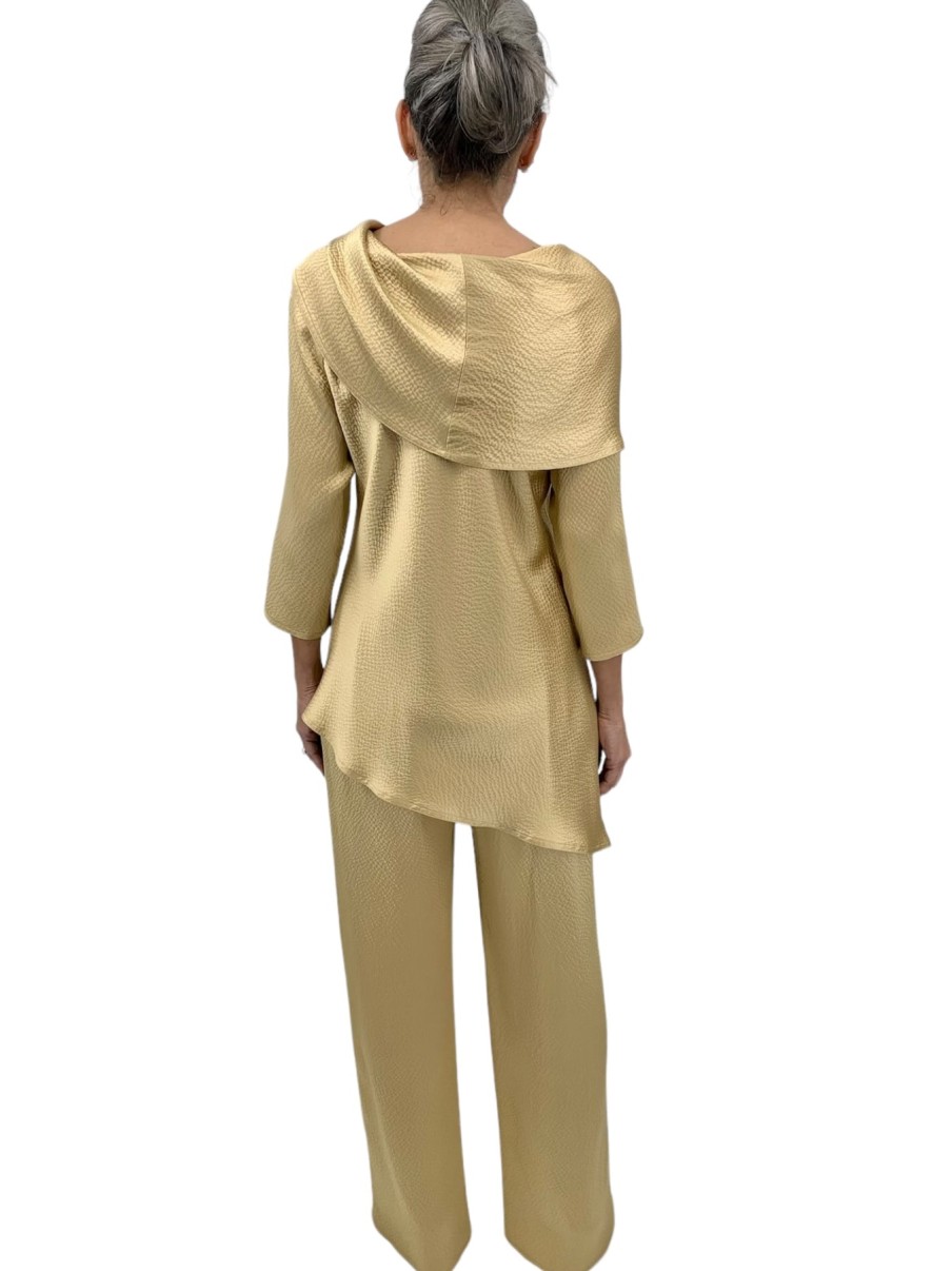 Tom and Linda Platt Pants | Hammered Satin Pant In Gold