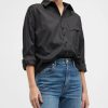 Finley Tops | Big Boy Boyfriend Shirt Solid Silky Poplin Black