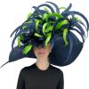 Hats by Katie Accessories | Large Straw Derby Hat In Navy