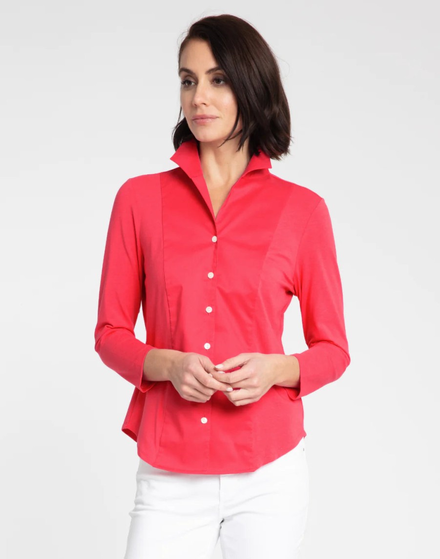 Hinson Wu Tops | 3/4 Sleeve Donna In Coral