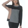 J'envie Tops | Colorblock Crewneck In Grey/Black/Camel