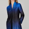 Mi Jong Lee Jackets | High Neck Duster In Blue Multi