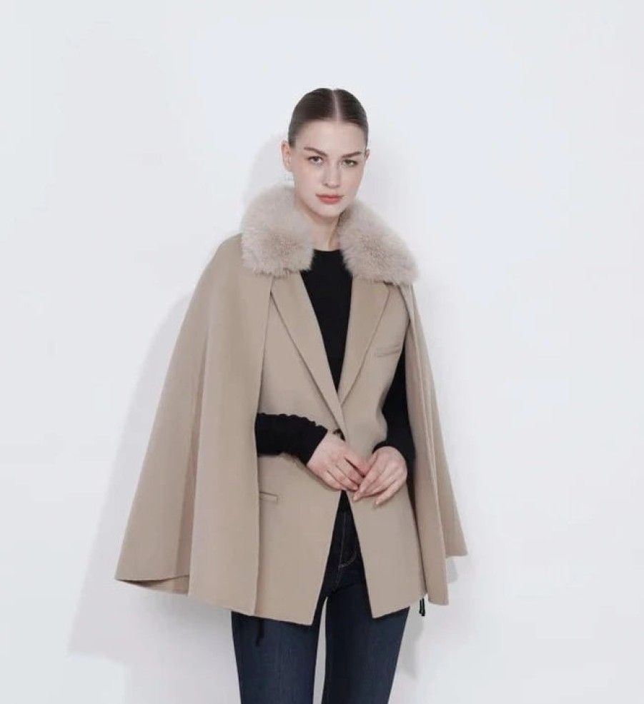 Diomi Jackets | Vest With Detachable Cape In Irish Cream