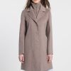 Kinross Cashmere Jackets | Knit Insert Notch Collar Coat - Seal