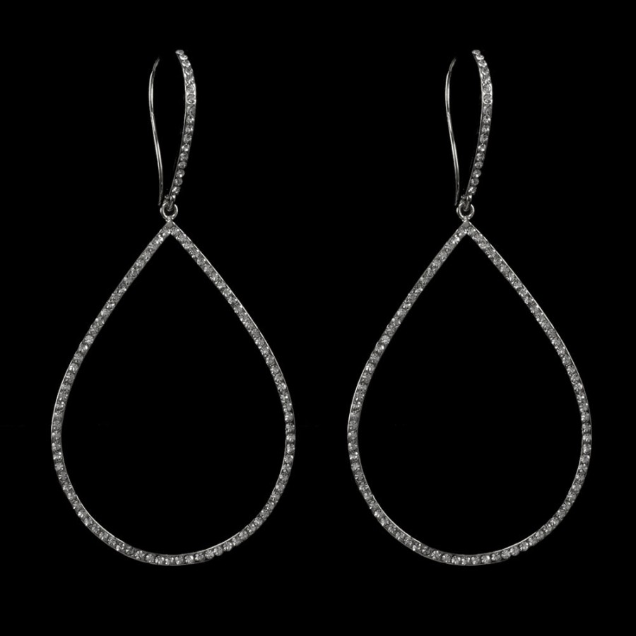 Beje Designs Accessories | Large Pave Teardrop Hoops - Silver