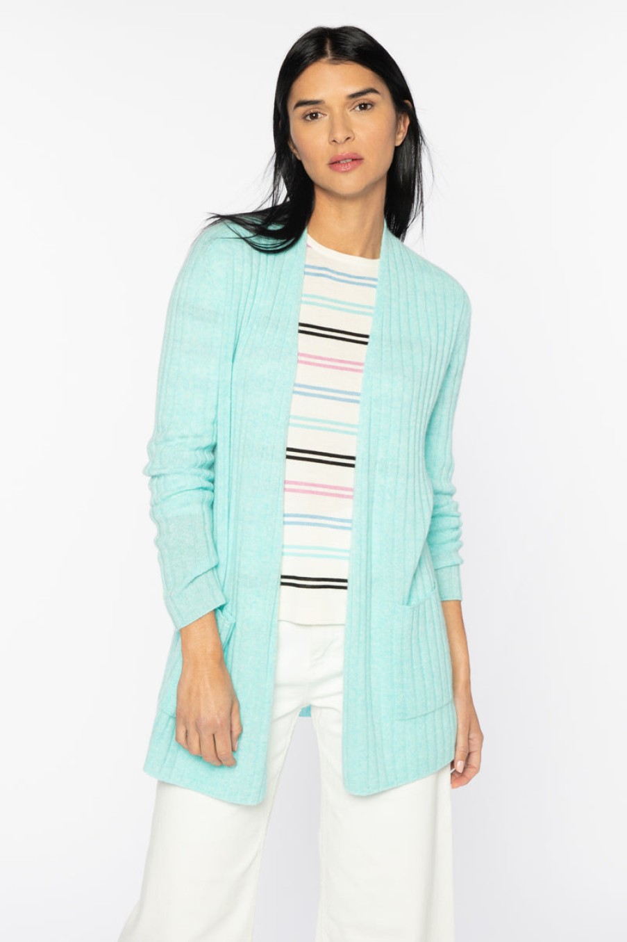 Kinross Cashmere Jackets | Easy Rib Cardigan In Oasis