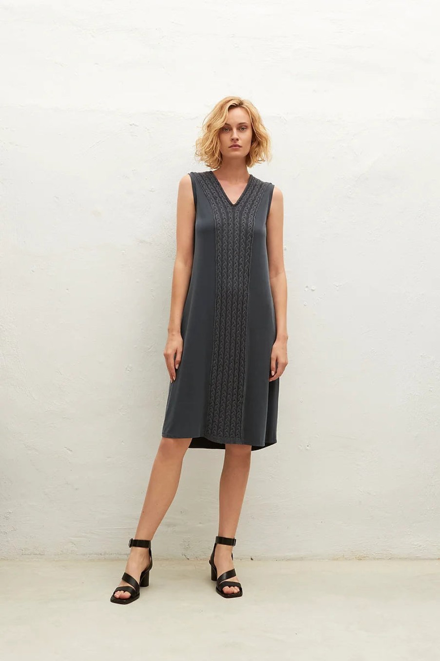 AMS Pure Dresses | Grey V-Neck Dress