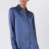 Kal Rieman Tops | Classic Tailored Blouse - Dusty Blue