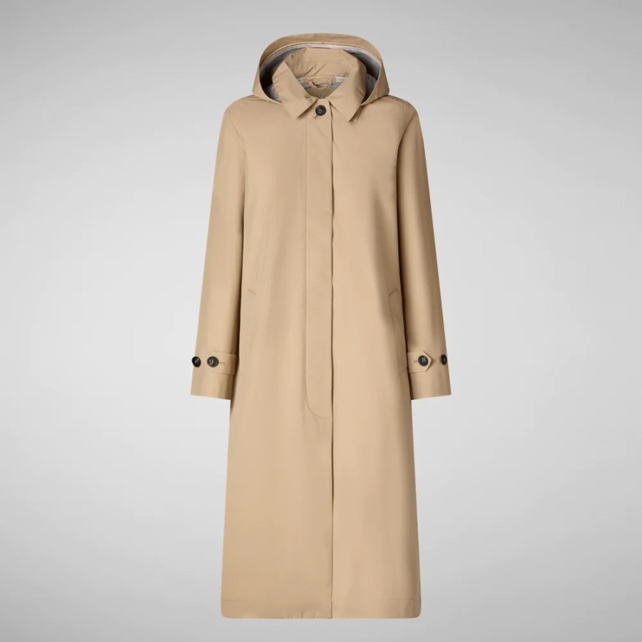 Save The Duck Jackets | Asia Hooded Trench Coat In Stardust Beige