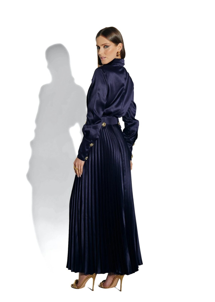 Cristina Sabatini Dresses | Flora Collared Maxi Dress - Navy