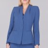 Mi Jong Lee Jackets | Fitted Jacket W/ Bias In Classic Blue And Stone