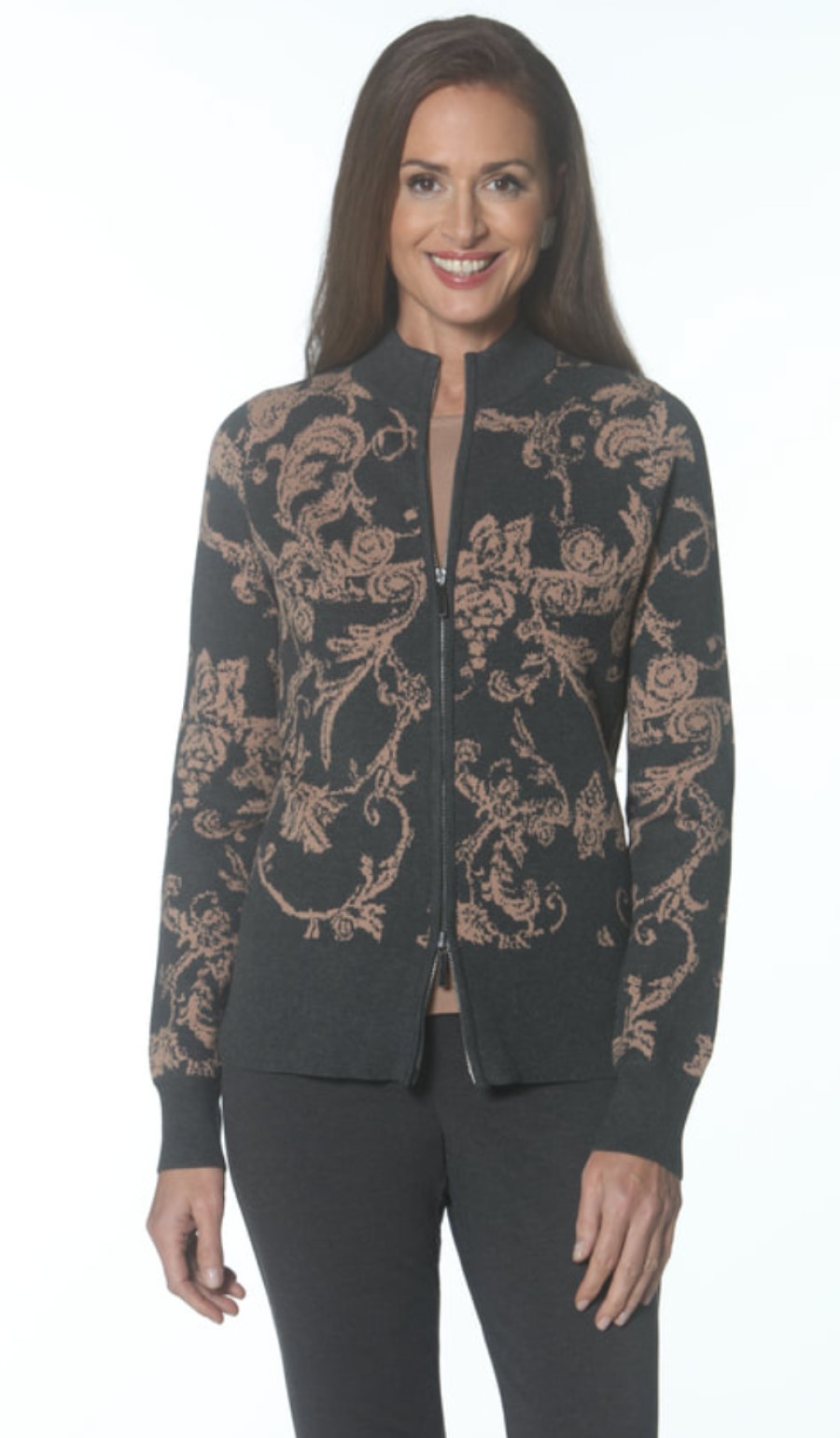 J'envie Jackets | Jacquard Jacket In Charcoal/Camel