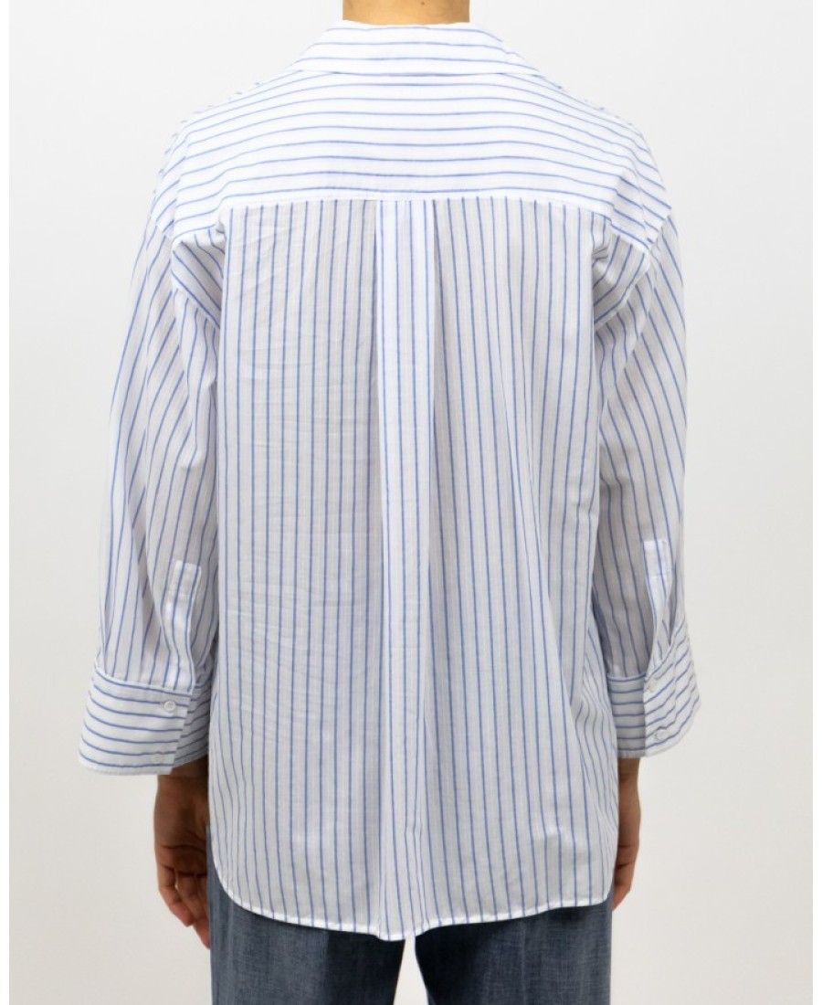 Peserico Tops | Striped Shirt In White And Ink Blue