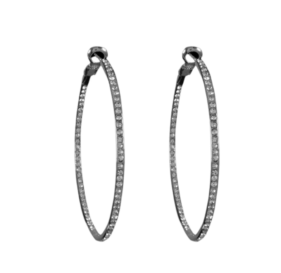 Beje Designs Accessories | Medium Pave Hoops - Silver