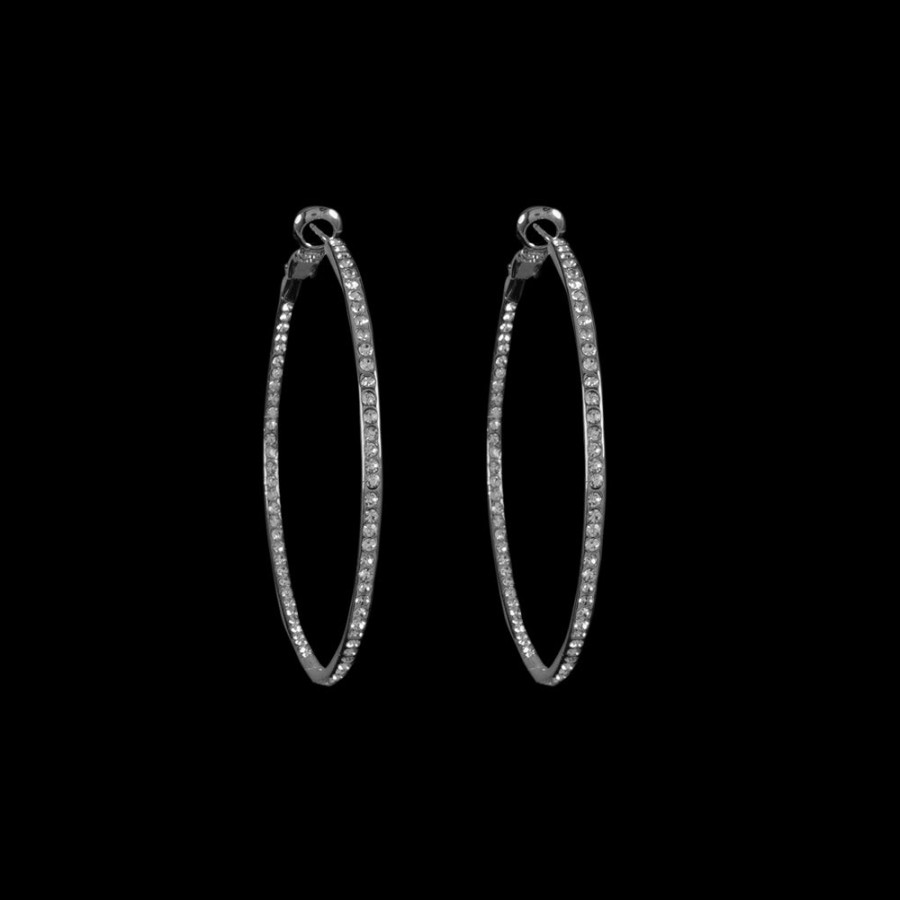 Beje Designs Accessories | Medium Pave Hoops - Silver