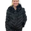 Diomi Jackets | Reversible Blue Fox Fur Hooded Bomber In Black