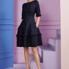 Talbot Runhof Dresses | Northside Tweed Dress In Black / Navy