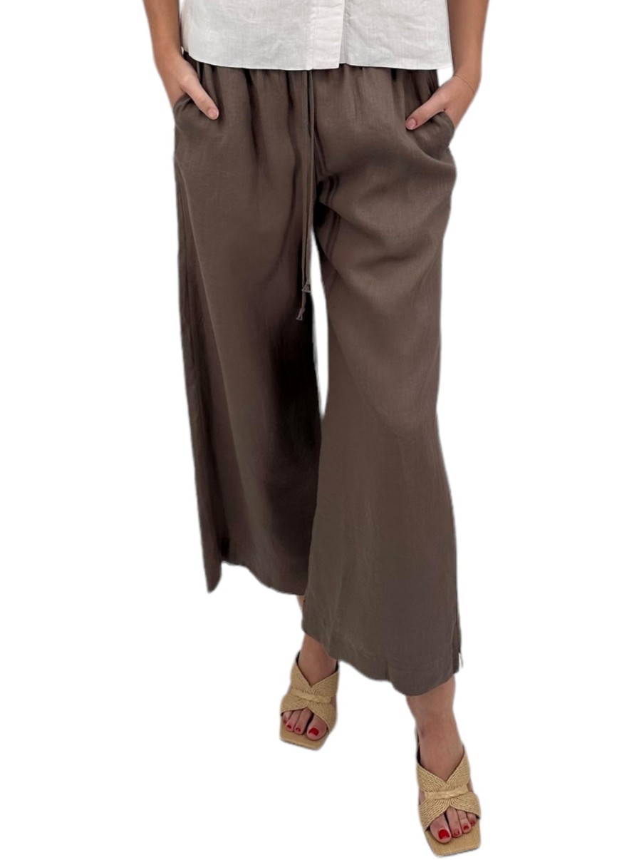 Finley Pants | Drawstring Linen Pant In Mushroom