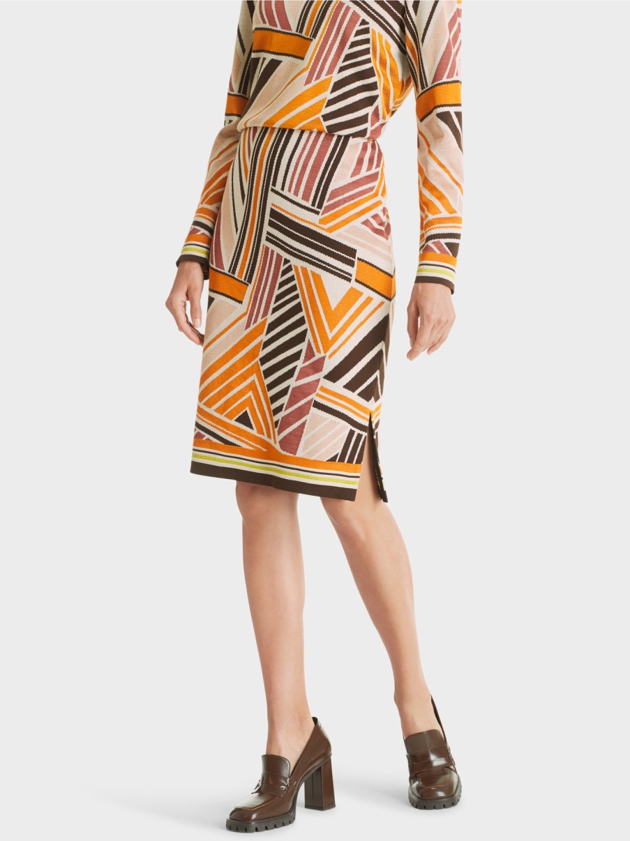 Marc Cain Skirts | Striped Knit Skirt - Deep Pumpkin