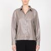 Hilton Hollis Tops | Glazed Organza Shirt In Pewter