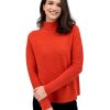 Kinross Cashmere Tops | Textured Slouchy Funnel In Lobster