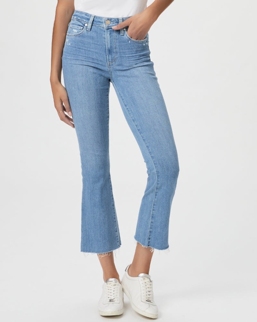 Paige Pants | Colette High Rise Crop Flare - Feel Good Distressed