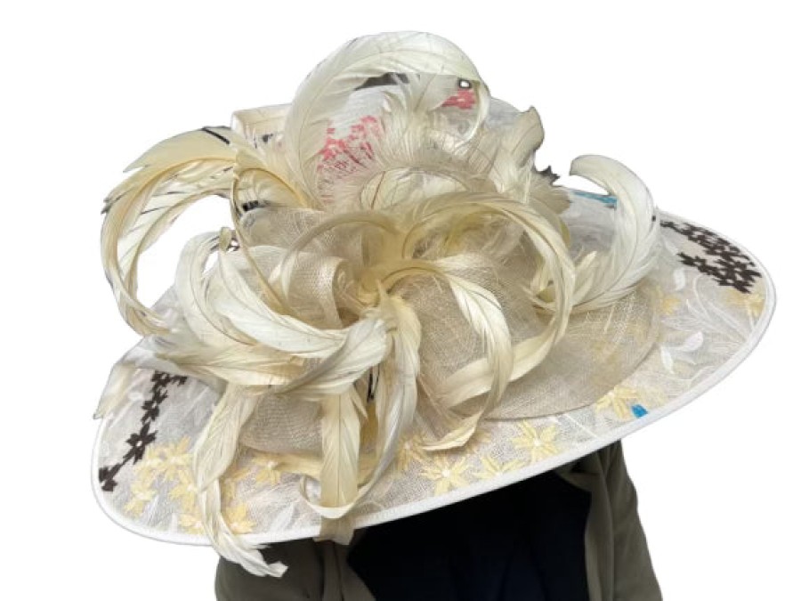 Hats by Katie Accessories | Large Brim Embroidered Straw