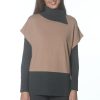 J'envie Tops | Colorblock Pullover In Charcoal/Camel