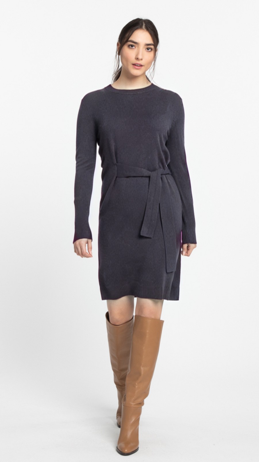 Kinross Cashmere Dresses | Waist Tie Dress - Flannel