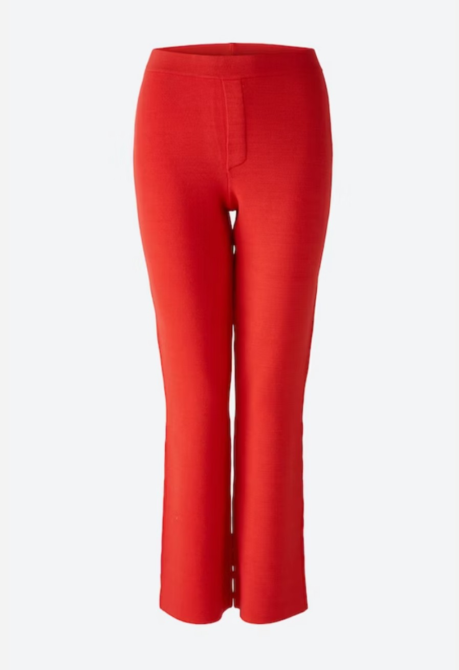 OUI Pants | Flare Knit Pants In Aura Orange