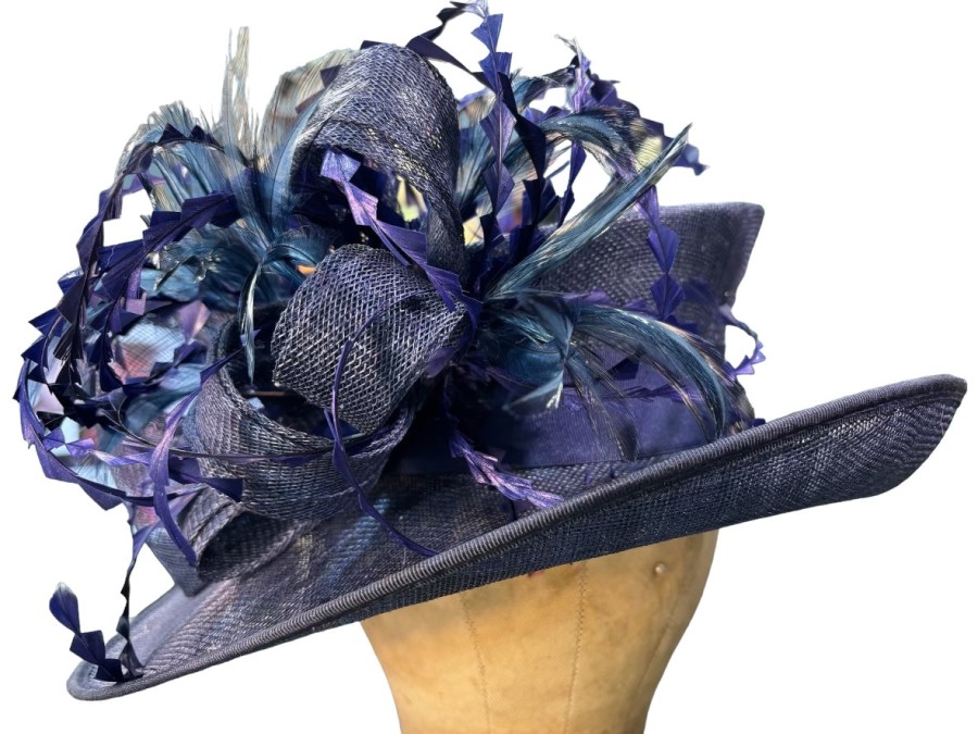 Hats by Katie Accessories | Navy Sinamay Straw Hat