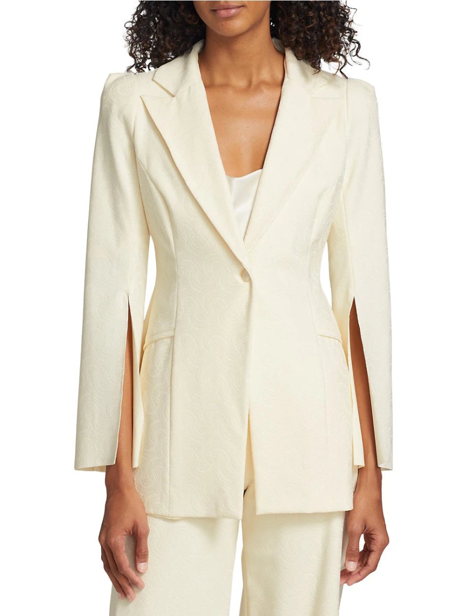 Chiara Boni Jackets | Ottilia Monogrammed-Lace Blazer - Cream