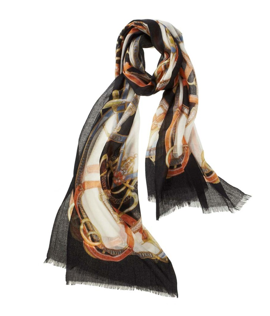 Alpine Cashmere Accessories | Cinta Scarf In Black/Tangerine