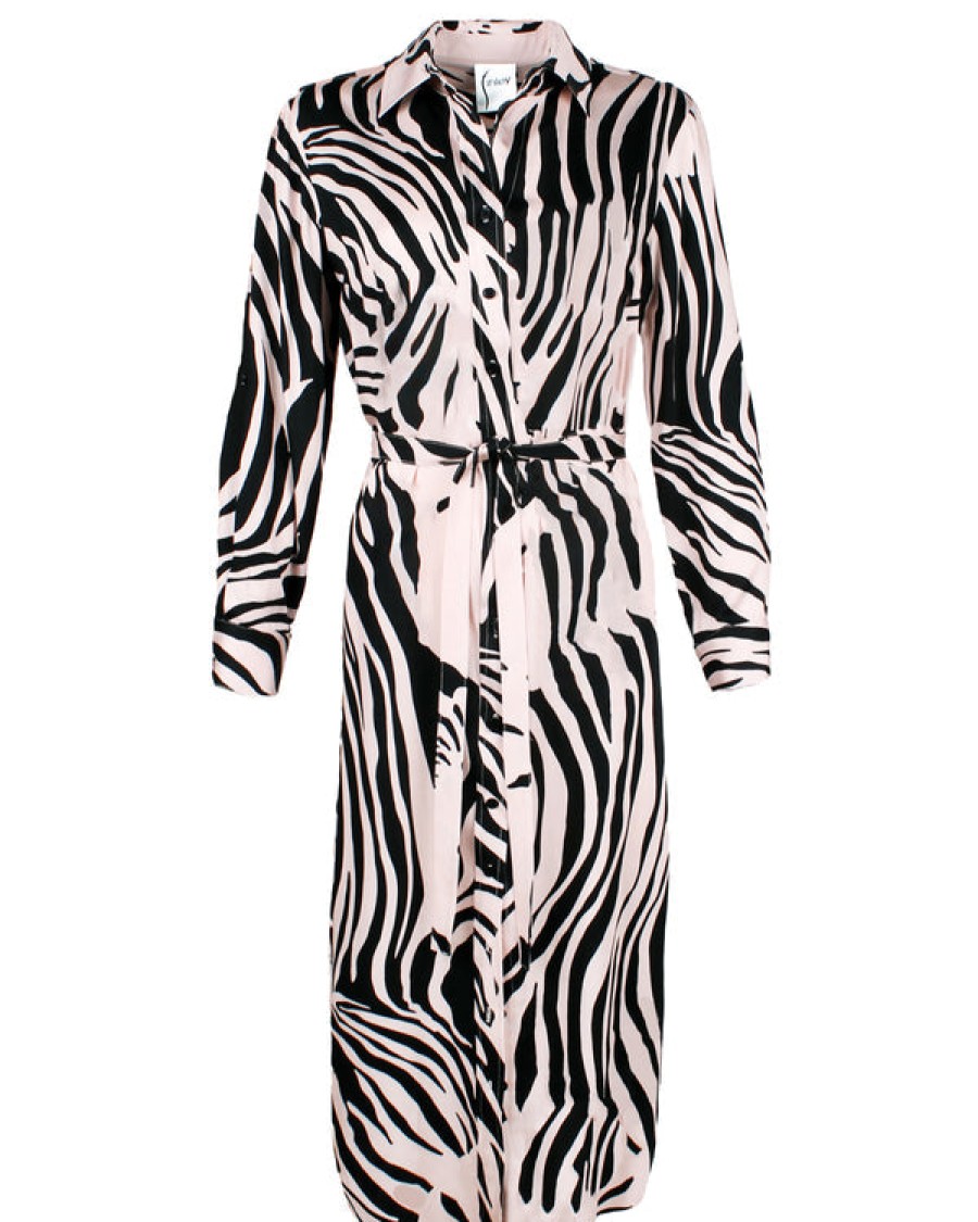 Finley Dresses | Long Alex Shirt Dress Blushed Tiger - Pale Pink/Black