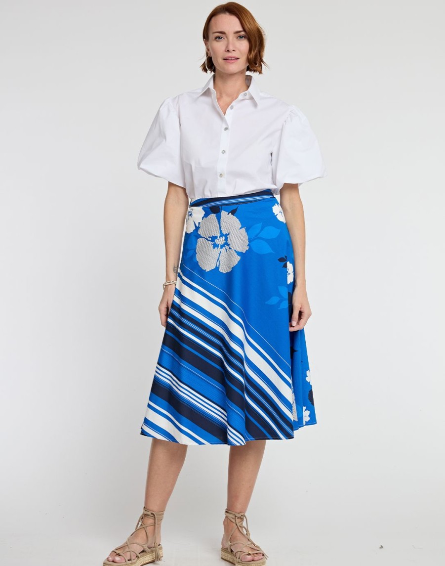 Hinson Wu Skirts | Gloria Engineered Floral Stripe Print Bias Skirt