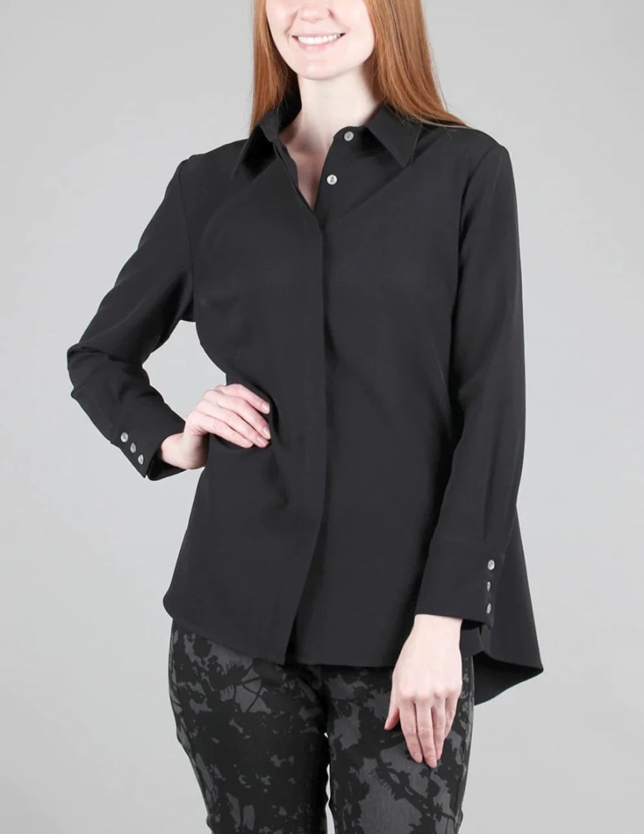 Estelle and Finn Tops | Pleat Back Blouse In Black